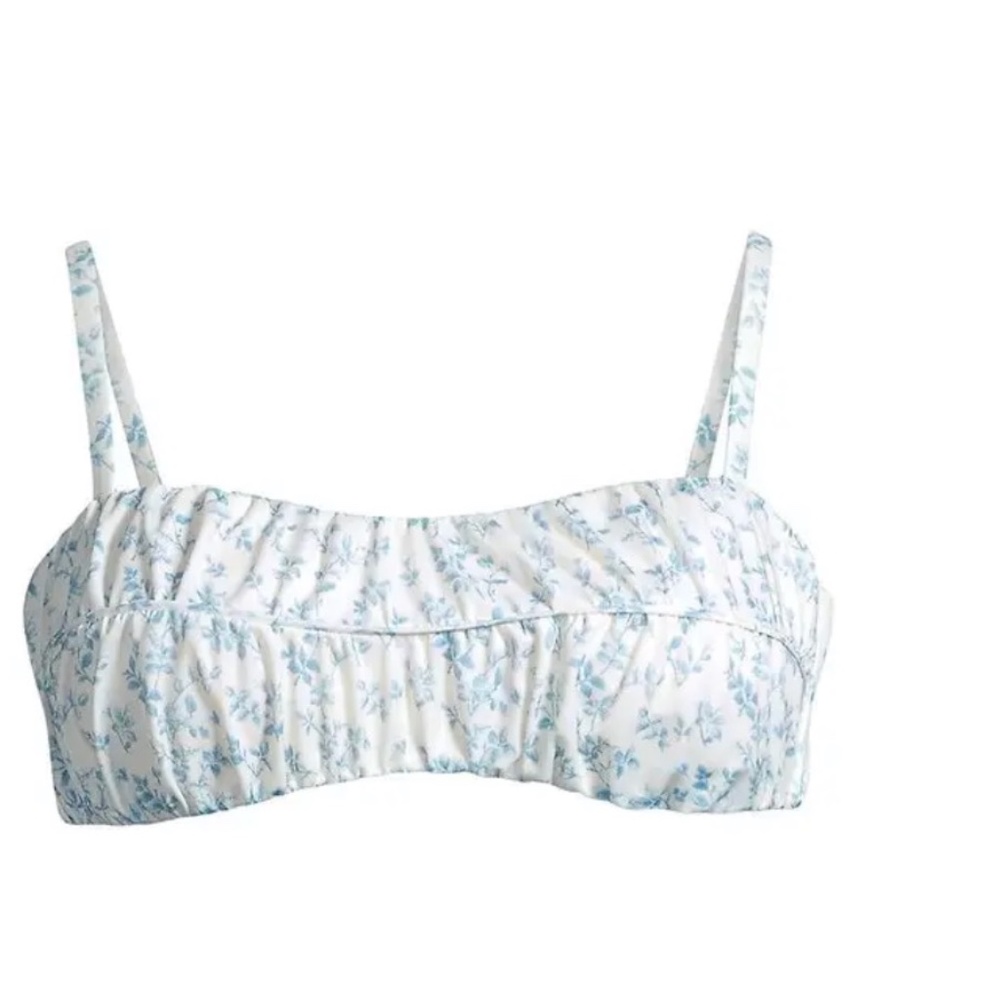 NWT  Peony Renaissance Gathered Bikini Top - Porcelain